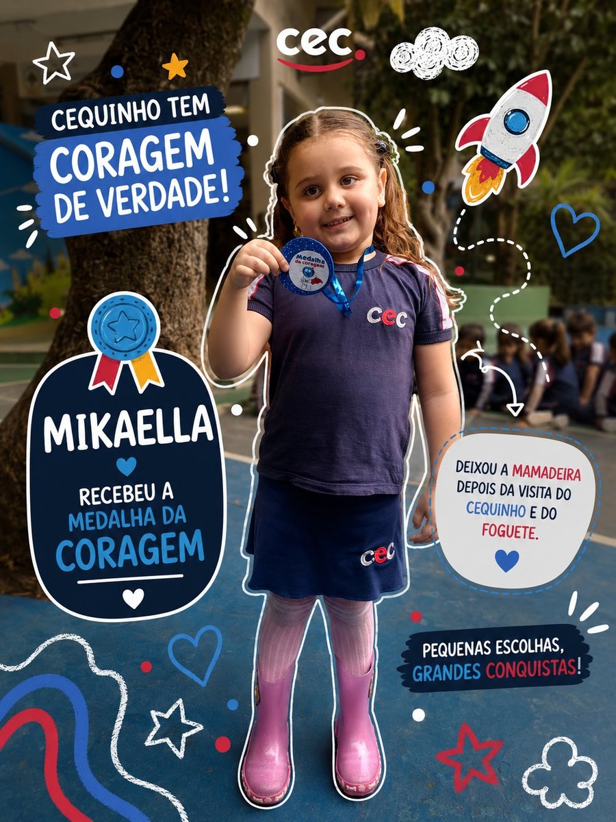 Mikaella recebeu a Medalha da Coragem na Educação Infantil do CEC